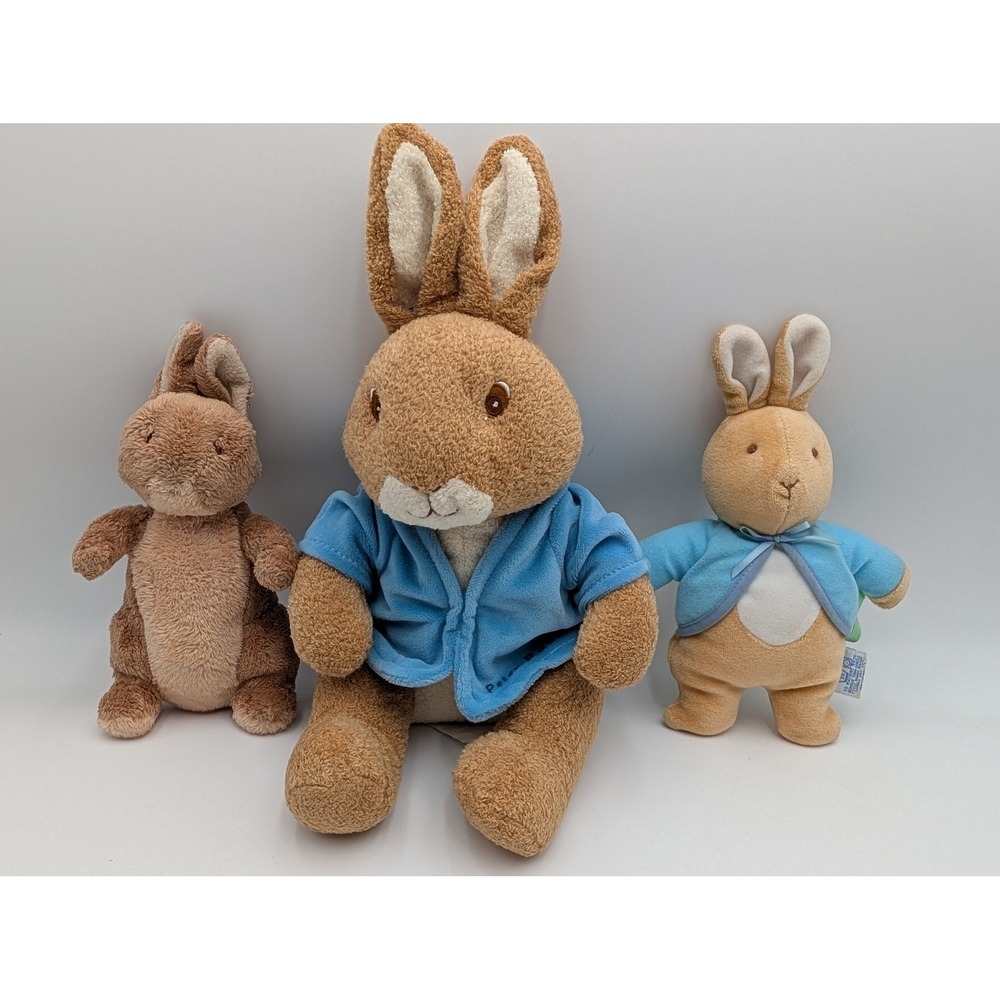 Beatrix Potter Peter Rabbit Plush Lot of 3 Brown Blue Eden Kids Preferred